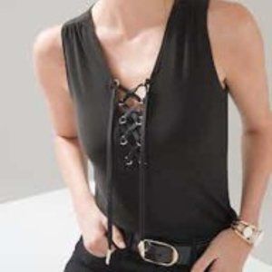 Black - White House Black Market MJ Lace Up Tank